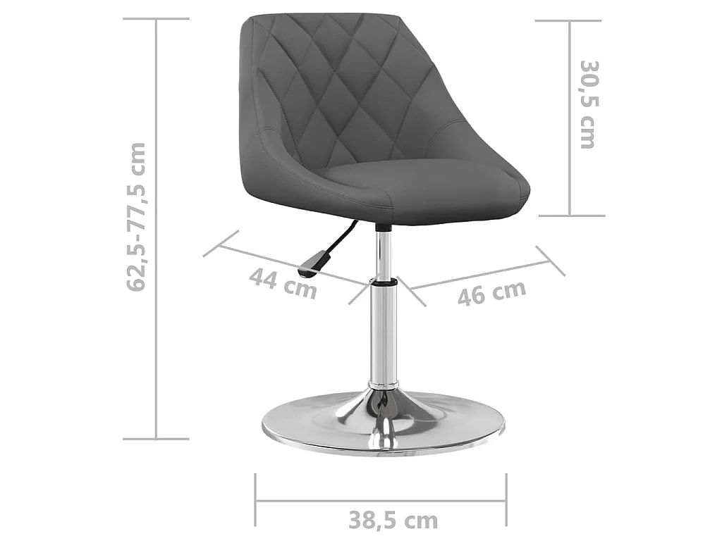 Chaises pivotantes à manger lot de 4 Gris foncé Velours