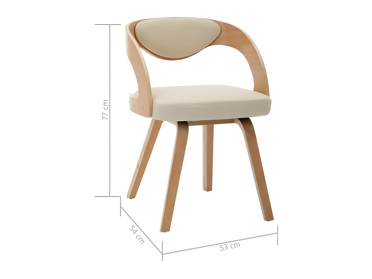 Chaises à manger lot de 2 crème bois courbé et similicuir