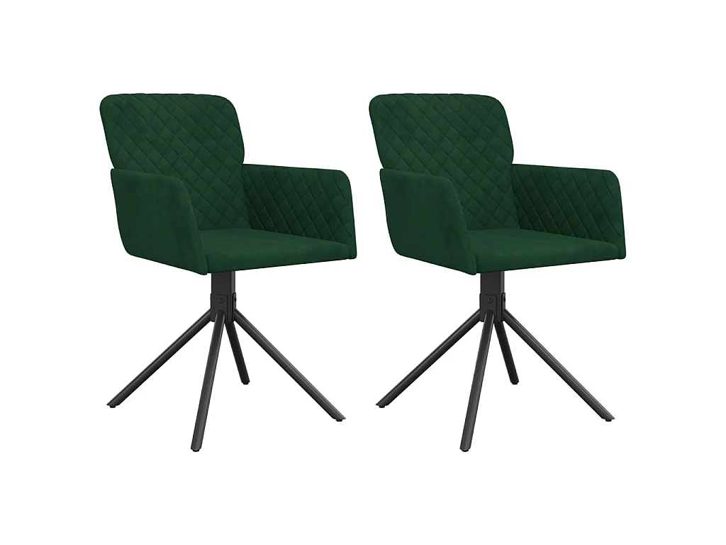 Chaises pivotantes à manger lot de 2 Vert foncé Velours