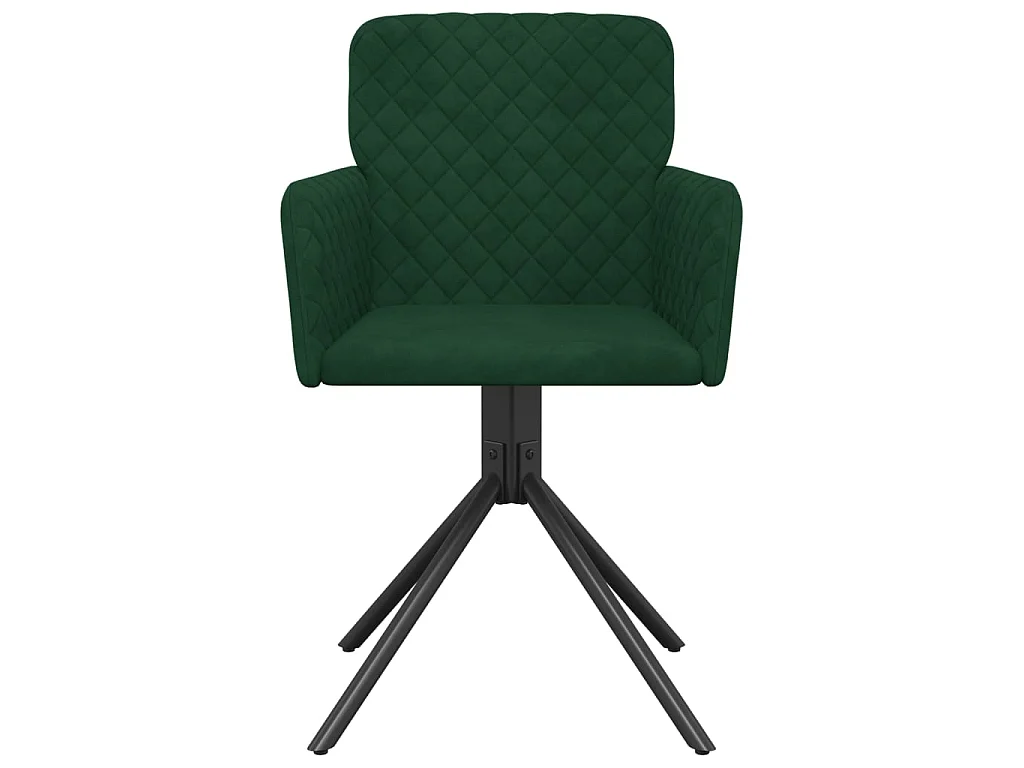 Chaises pivotantes à manger lot de 2 Vert foncé Velours