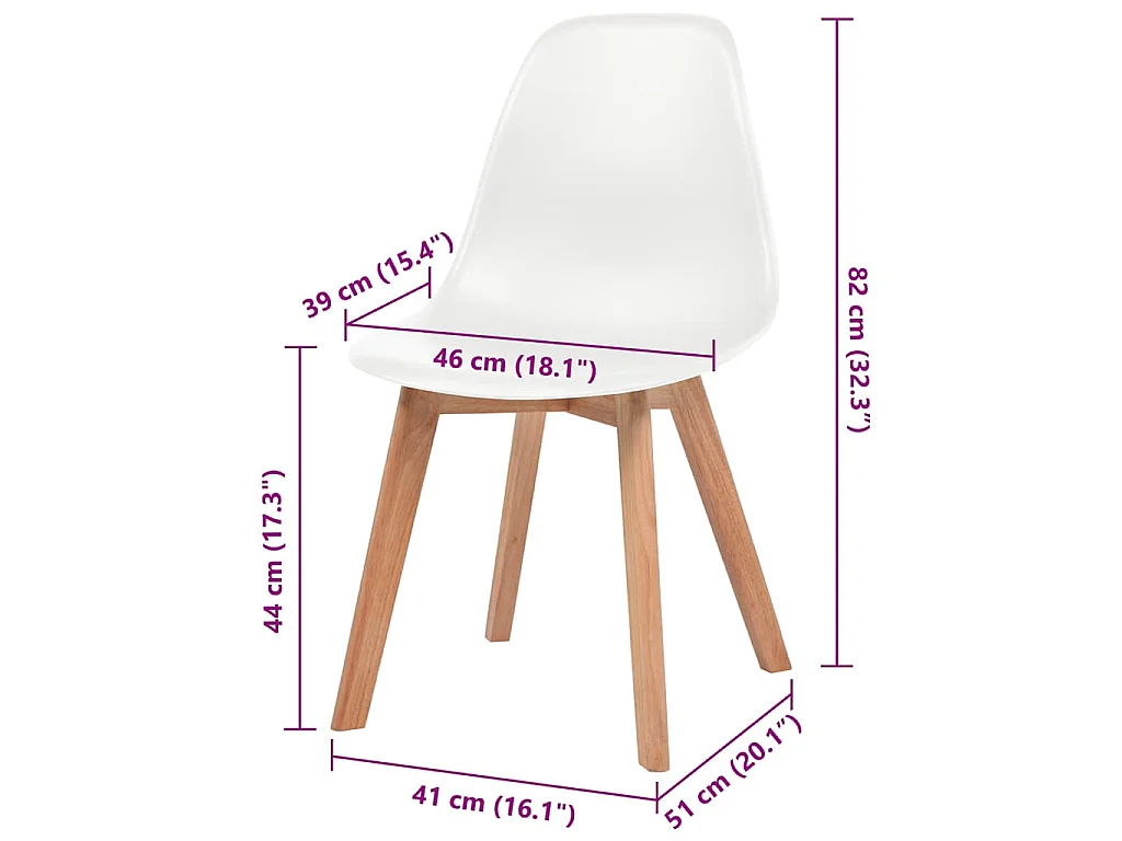 Chaises à manger lot de 2 Blanc Plastique