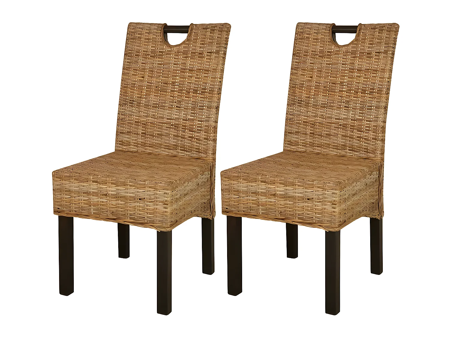 Chaises à manger lot de 2 rotin Kubu bois de manguier