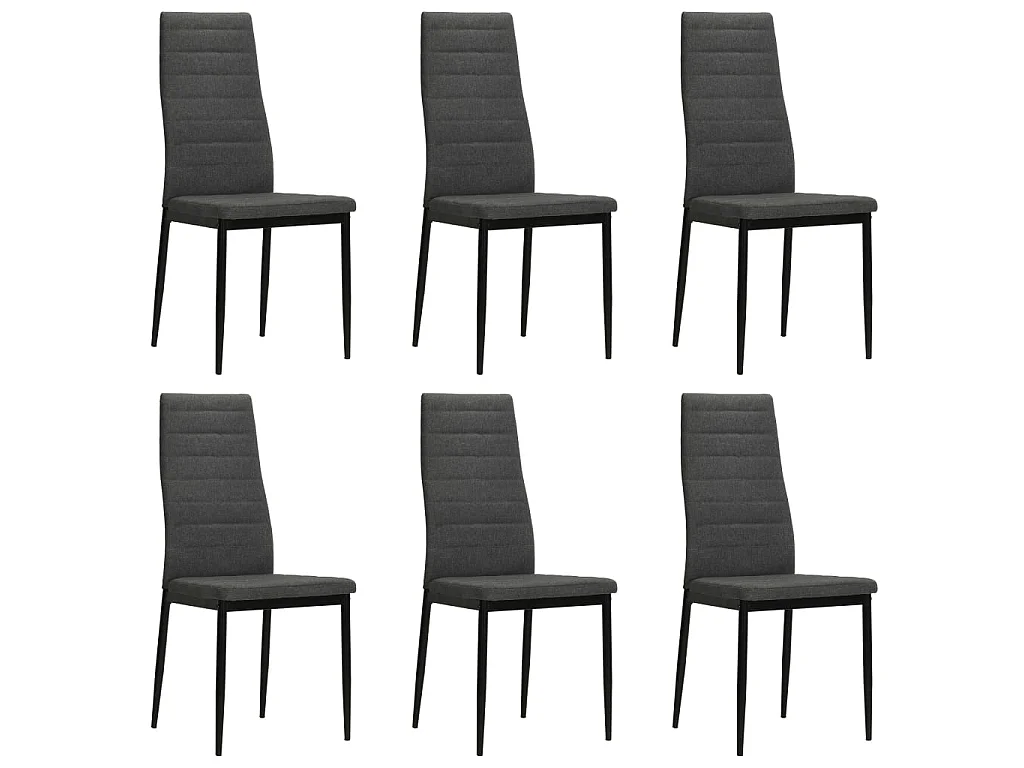Cadeiras de jantar 6 pcs tecido cinzento-escuro