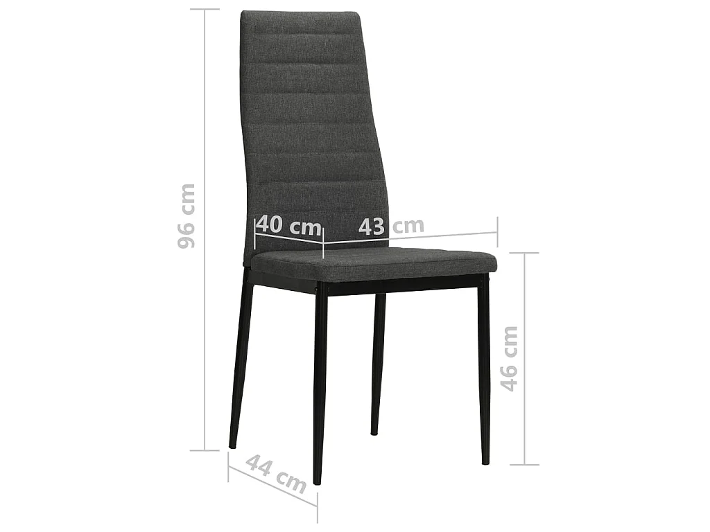Cadeiras de jantar 6 pcs tecido cinzento-escuro
