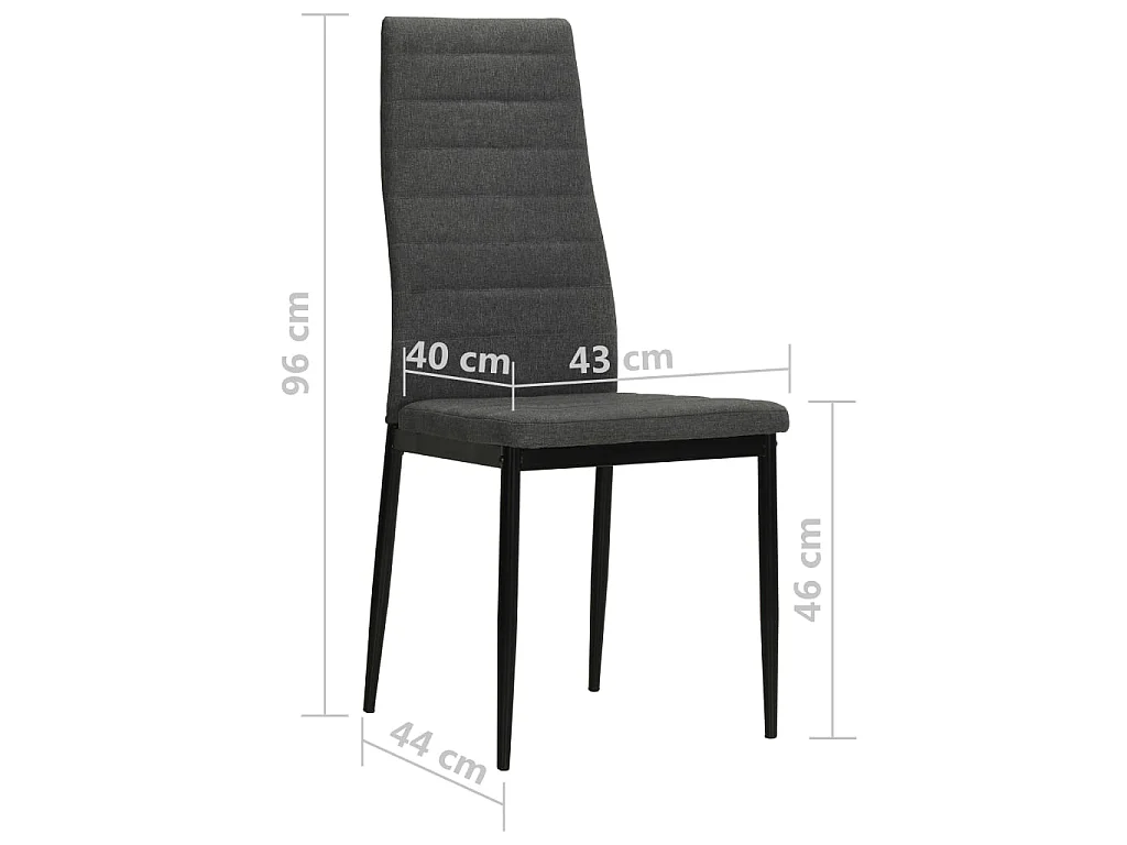 Cadeiras de jantar 6 pcs tecido cinzento-escuro