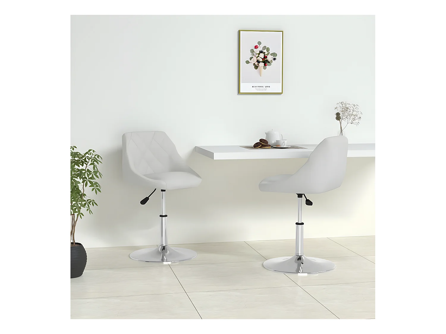 Chaises à manger lot de 2 blanc similicuir
