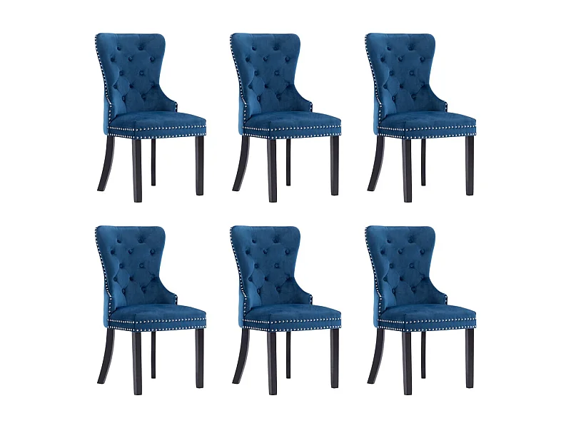 Cadeiras de jantar 6 pcs veludo azul