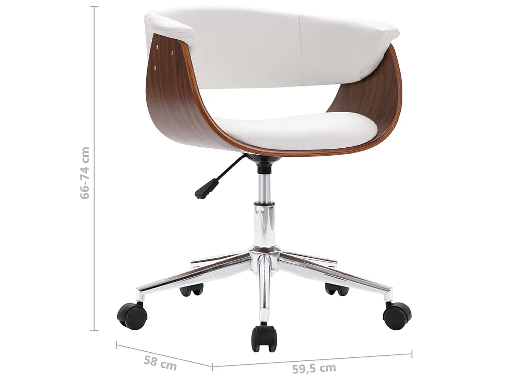 Sedia da Pranzo Girevole Bianca in Legno Piegato e Similpelle