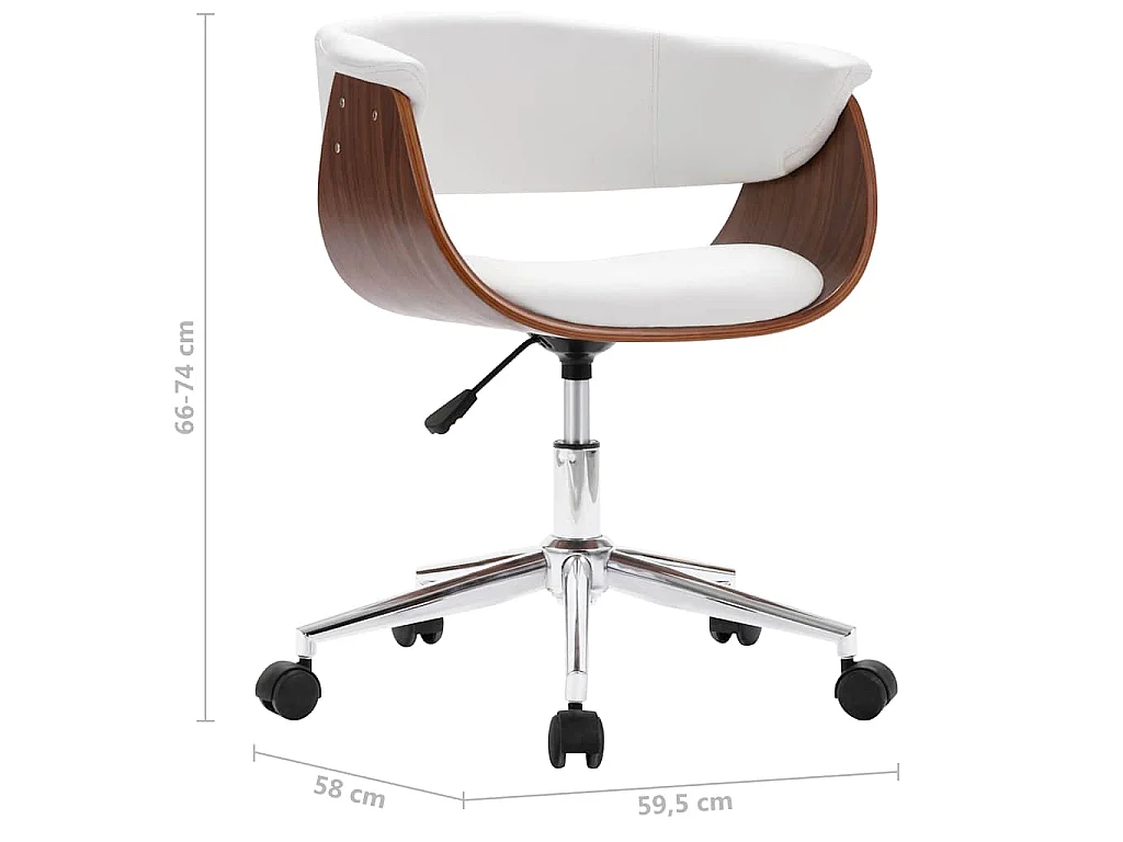 Chaise pivotante à manger Blanc Bois courbé et similicuir