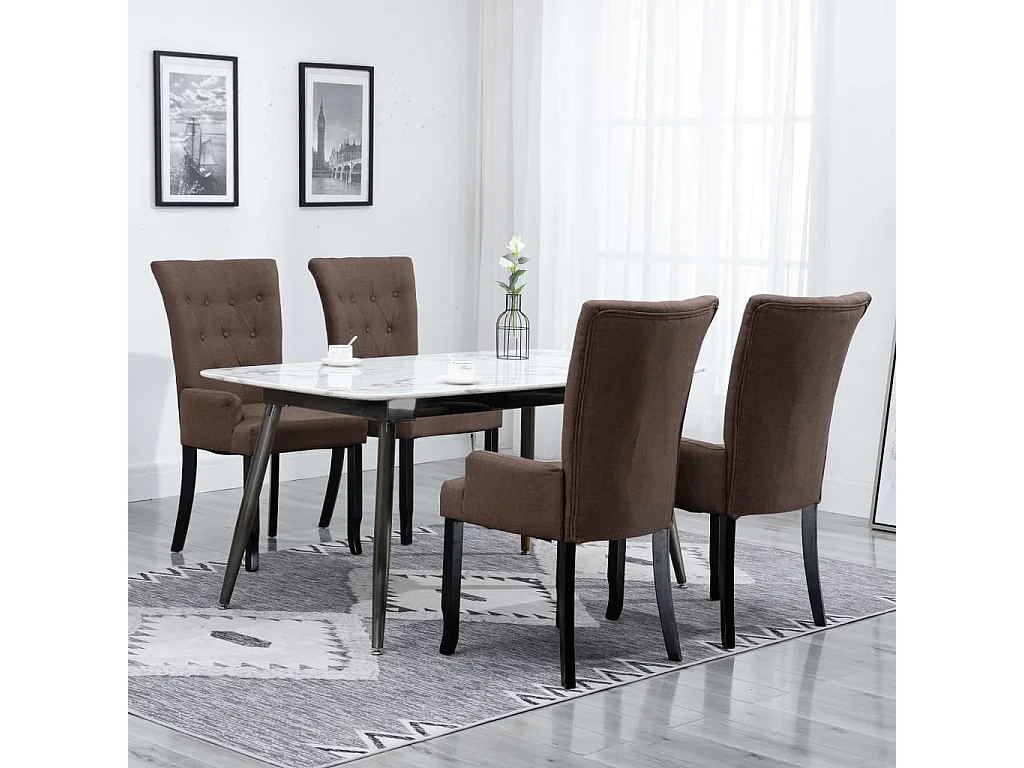 Esszimmerstühle mit Armlehnen 4 Stk. Braun Stoff