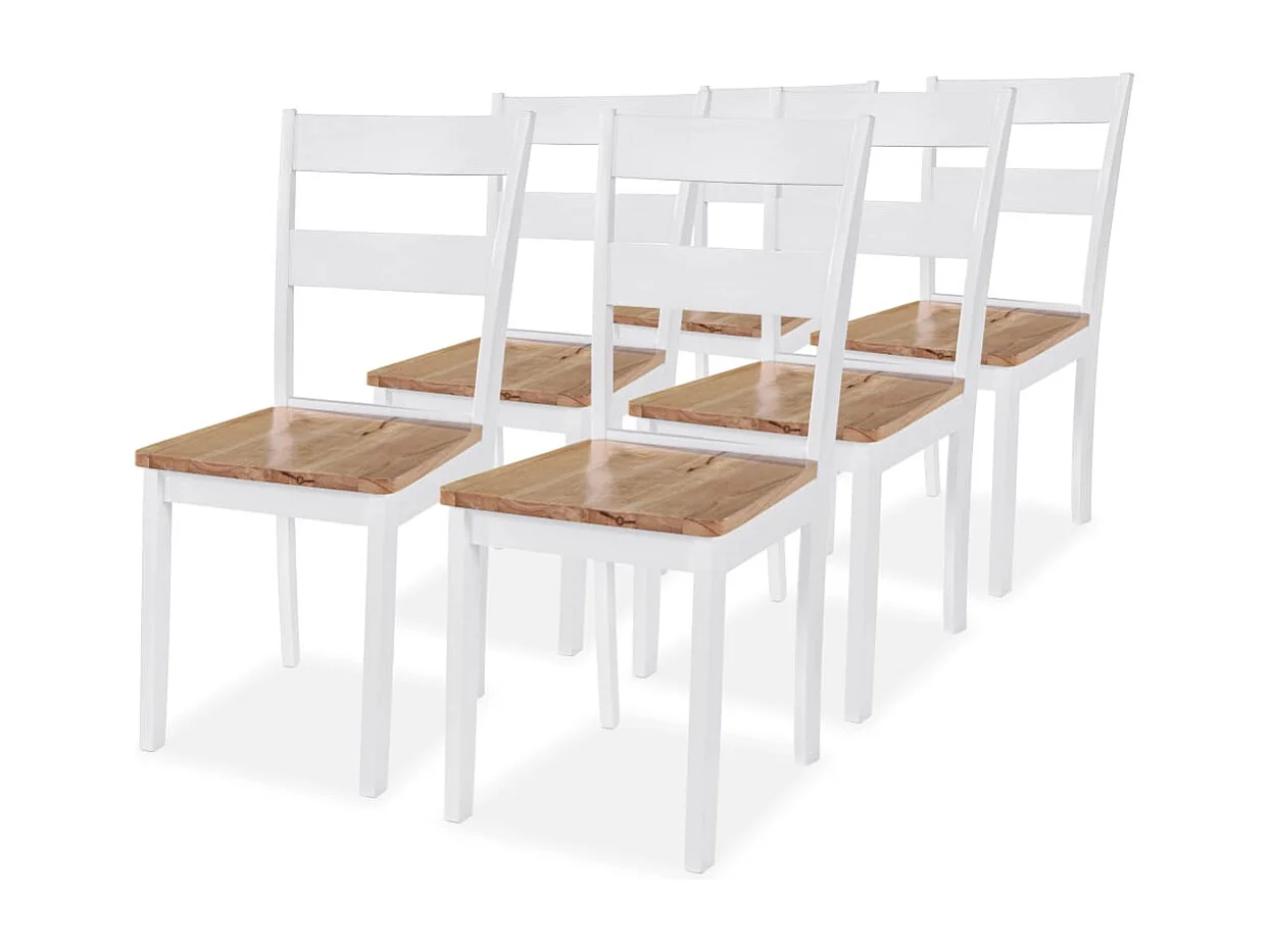 Cadeiras de jantar 6 pcs seringueira maciça branco