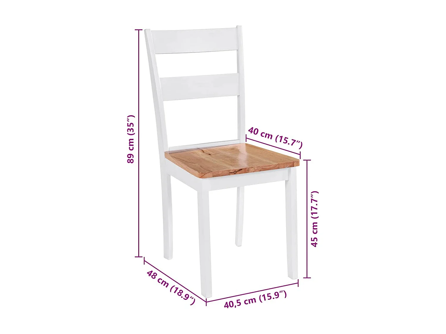 Chaises à manger lot de 6 blanc bois d'hévéa massif