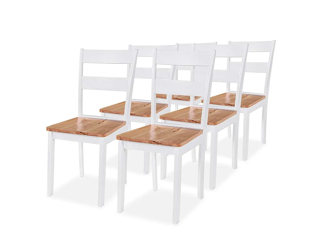 Chaises à manger lot de 6 blanc bois d'hévéa massif