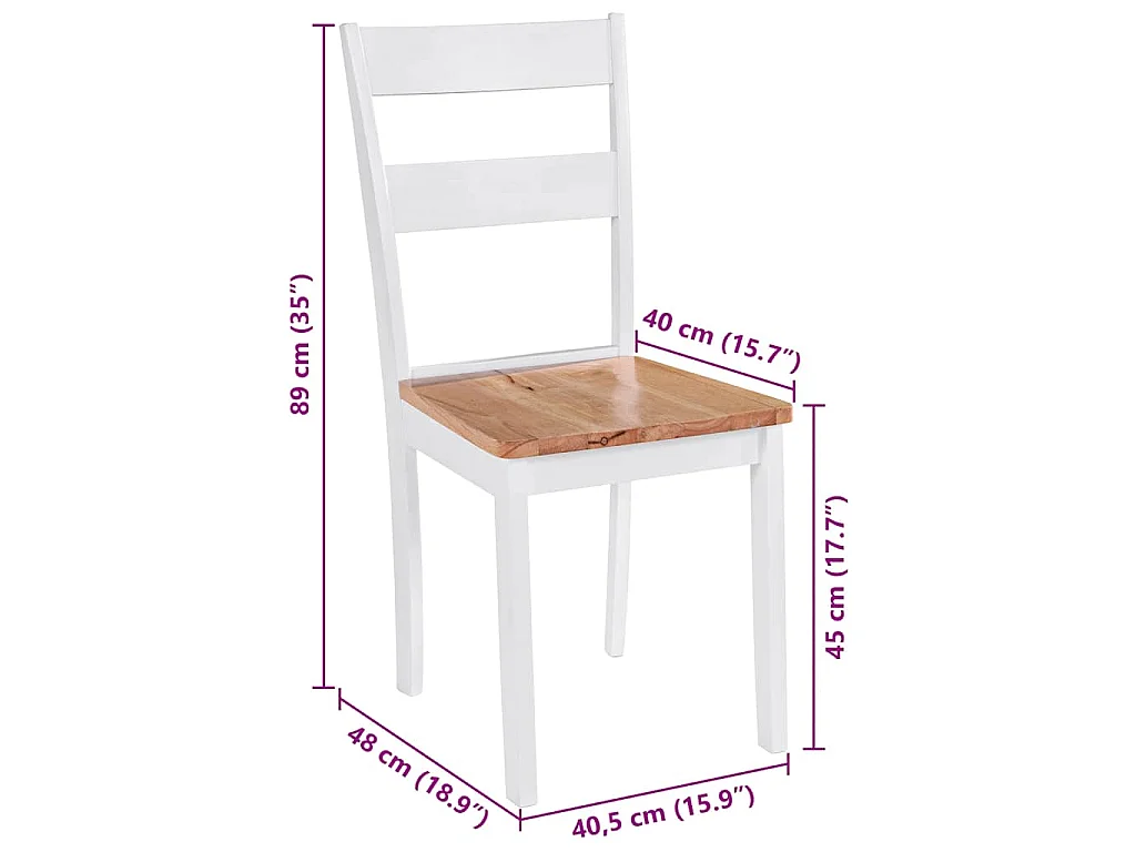 Chaises à manger lot de 6 blanc bois d'hévéa massif