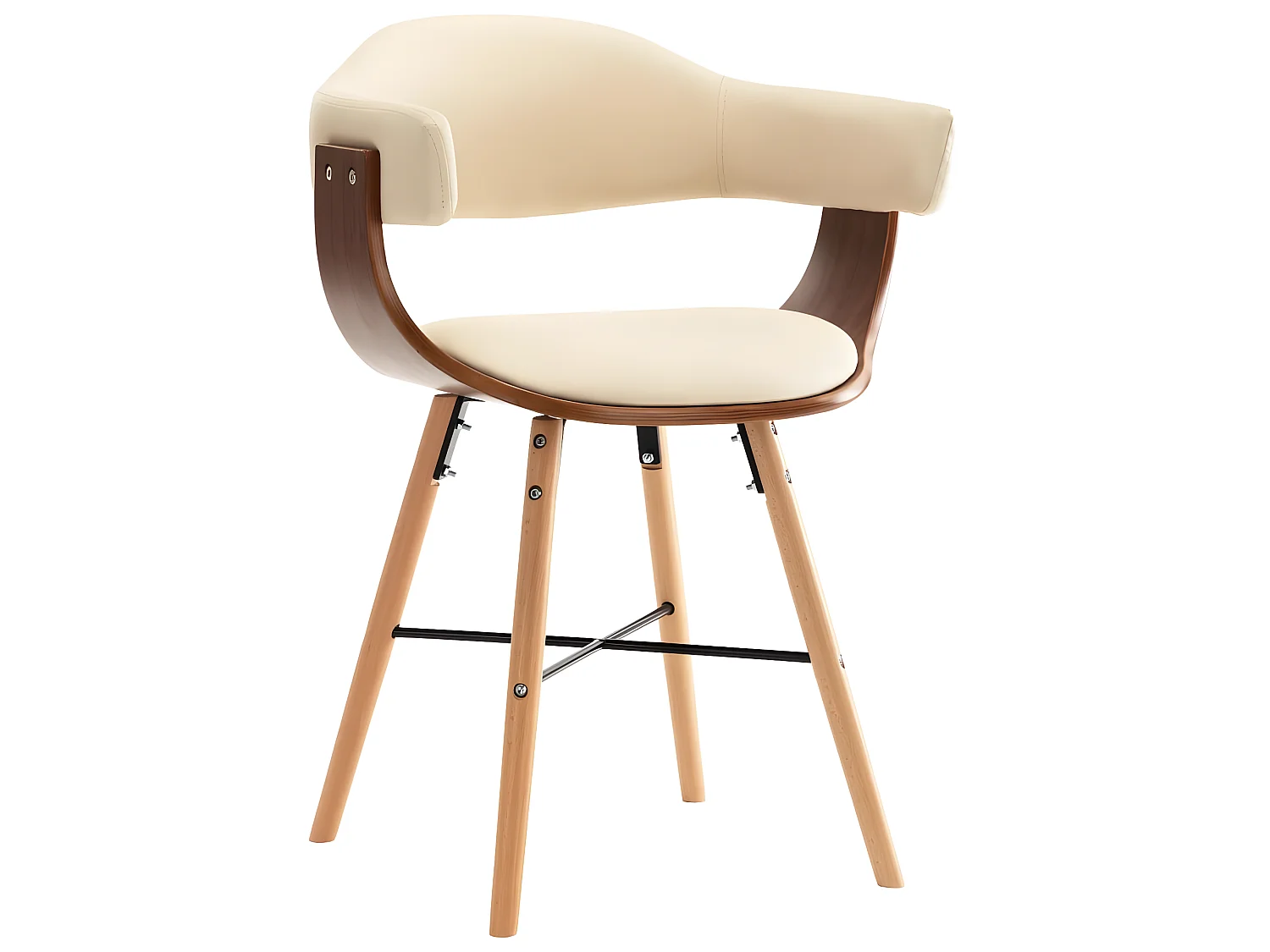 Chaises à manger lot de 2 crème similicuir et bois courbé