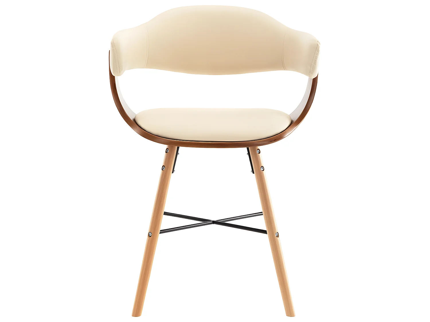 Chaises à manger lot de 2 crème similicuir et bois courbé