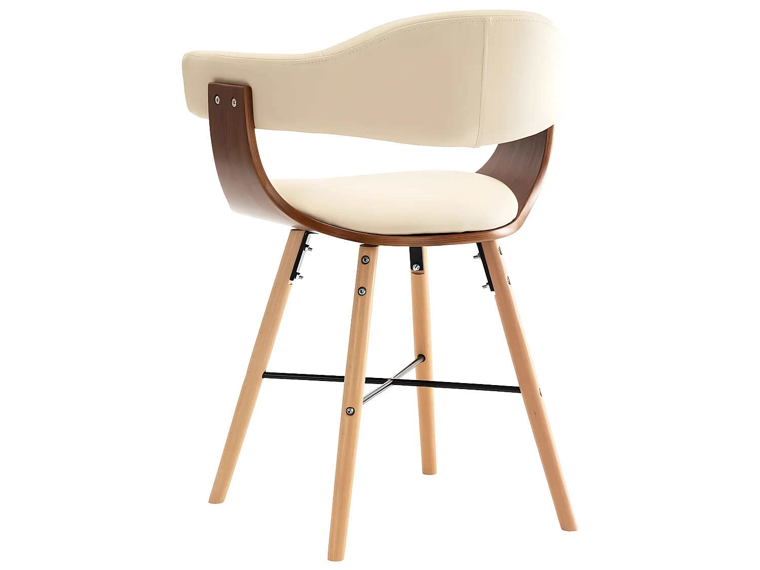 Chaises à manger lot de 2 crème similicuir et bois courbé