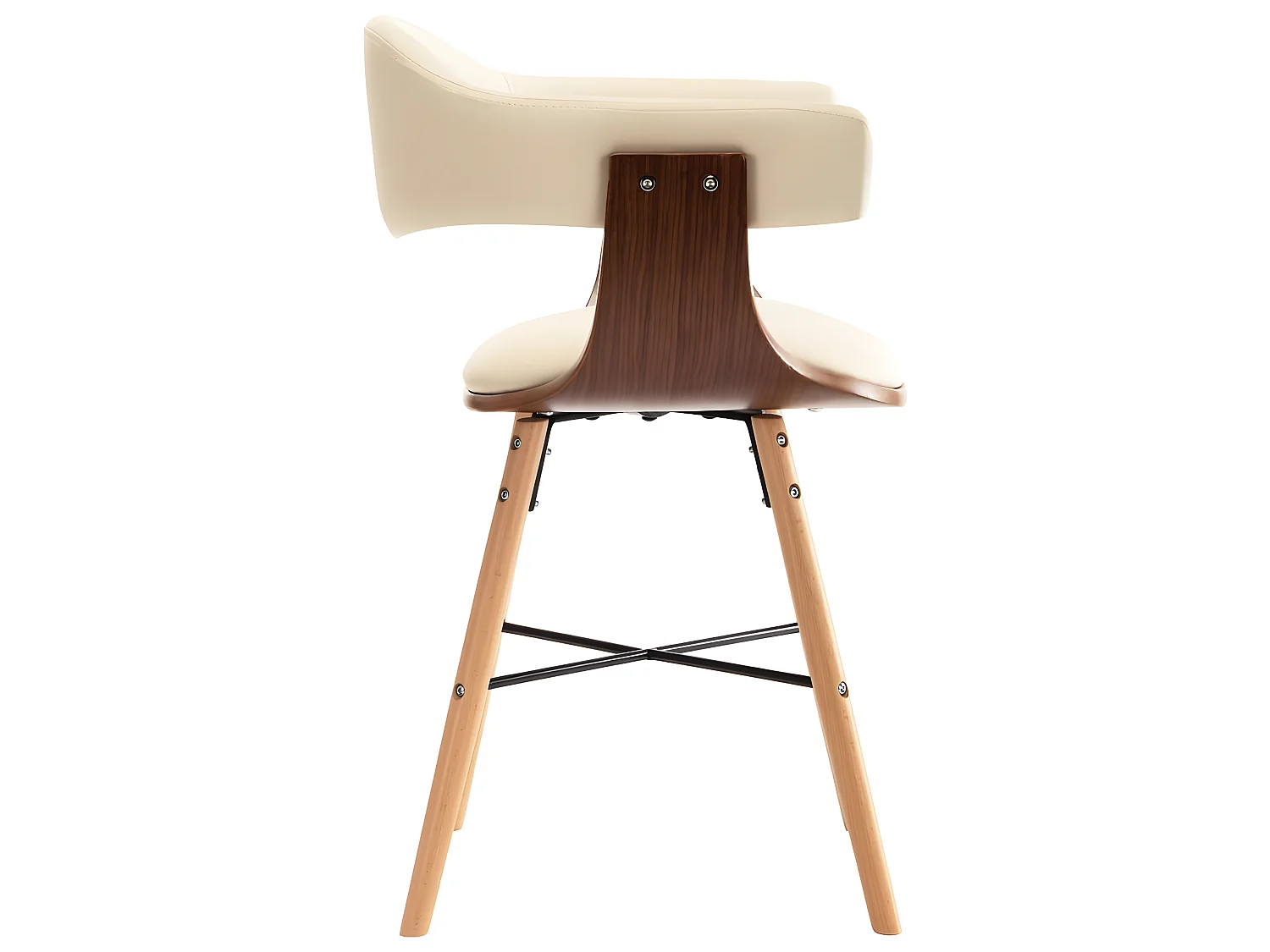 Chaises à manger lot de 2 crème similicuir et bois courbé