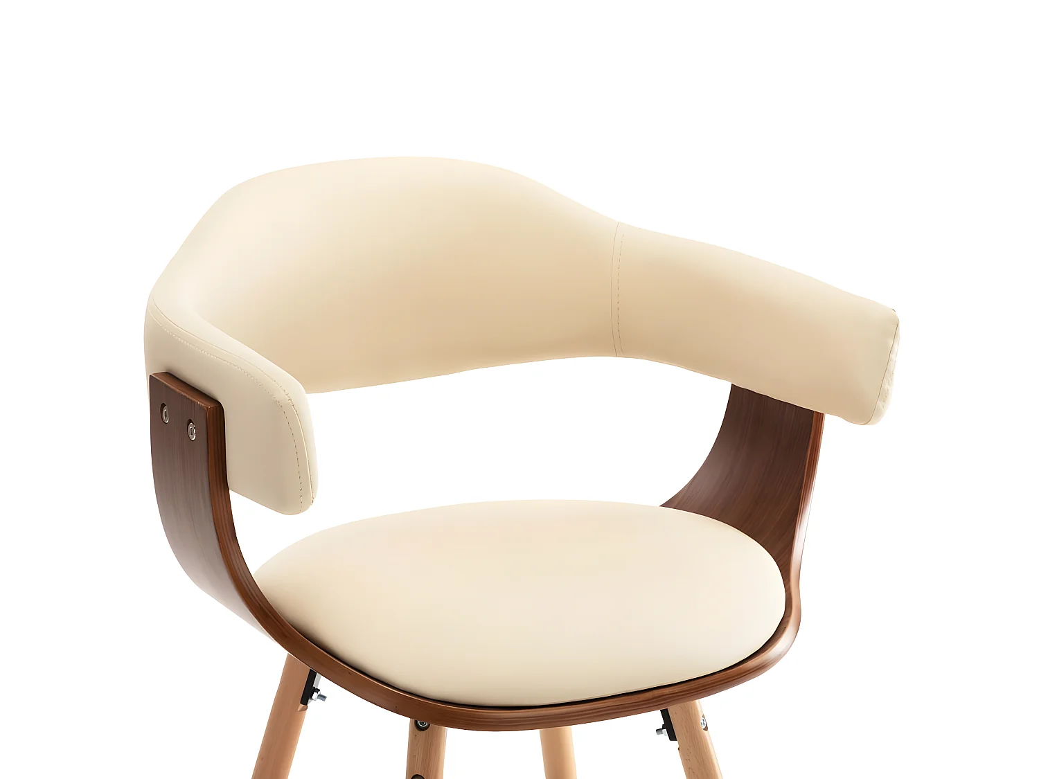 Chaises à manger lot de 2 crème similicuir et bois courbé