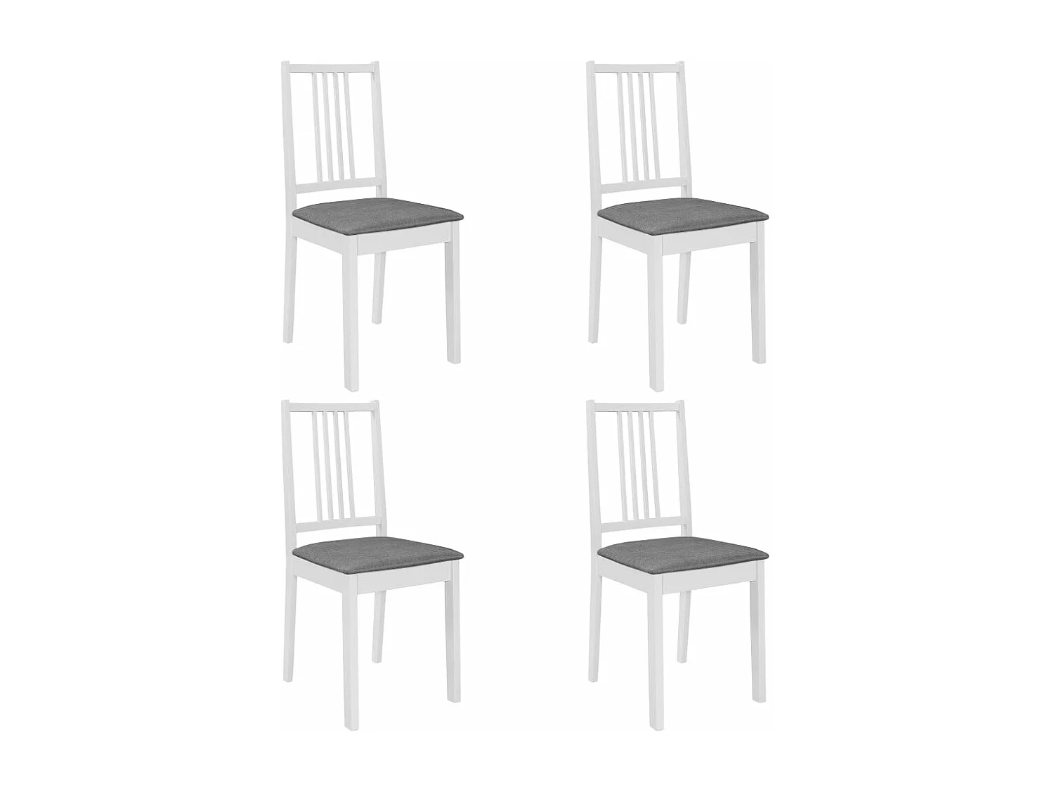 Esszimmerstühle mit Polstern 4 Stk. Weiß Massivholz