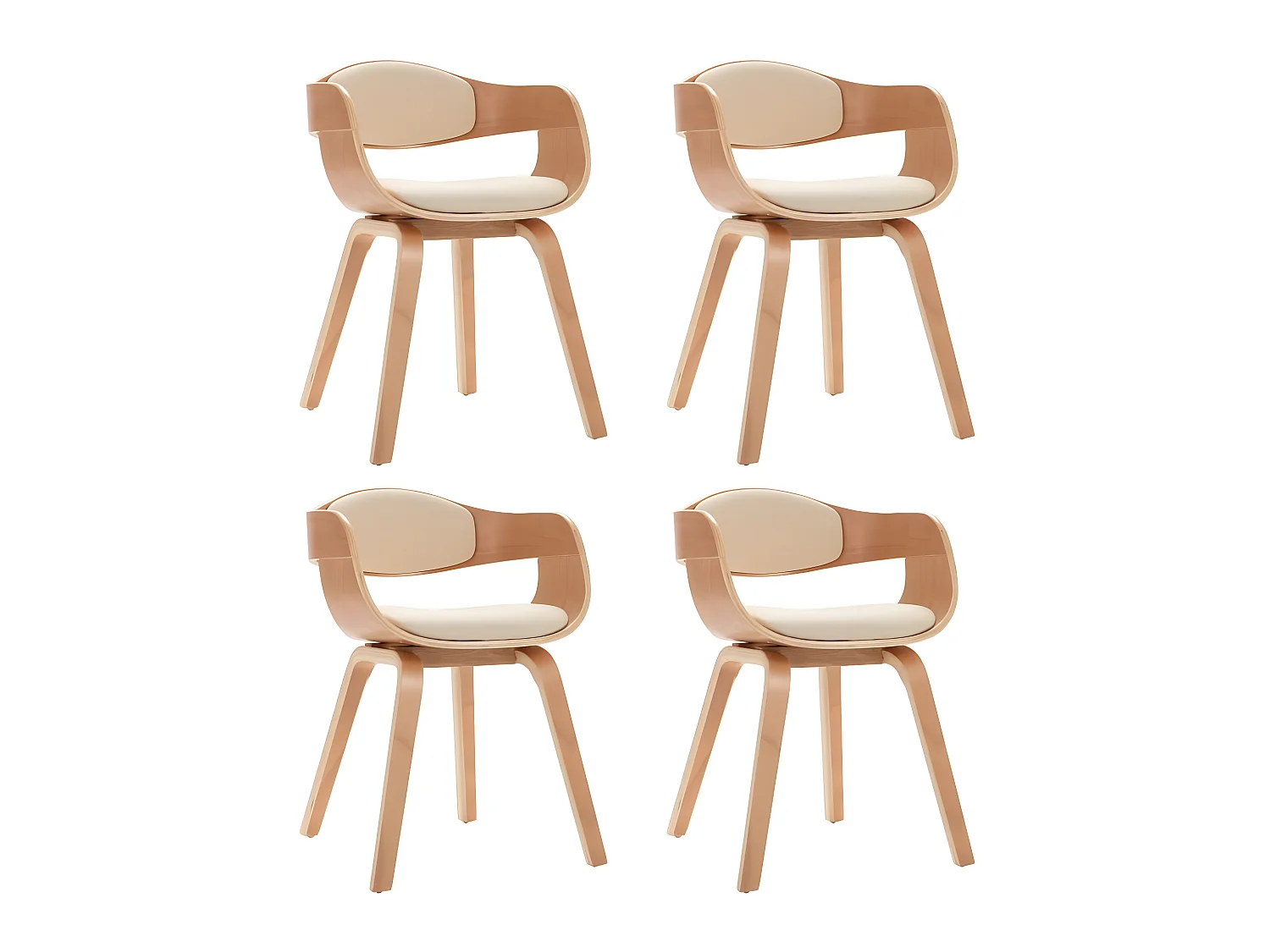 Chaises à manger lot de 4 bois courbé et similicuir