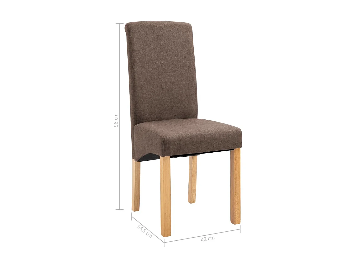 Cadeiras de jantar 2 pcs tecido castanho