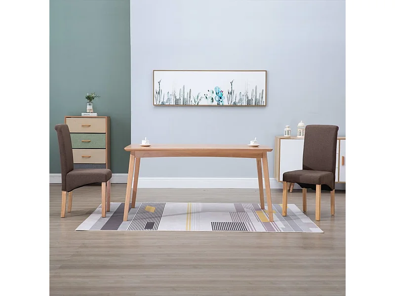 Cadeiras de jantar 2 pcs tecido castanho