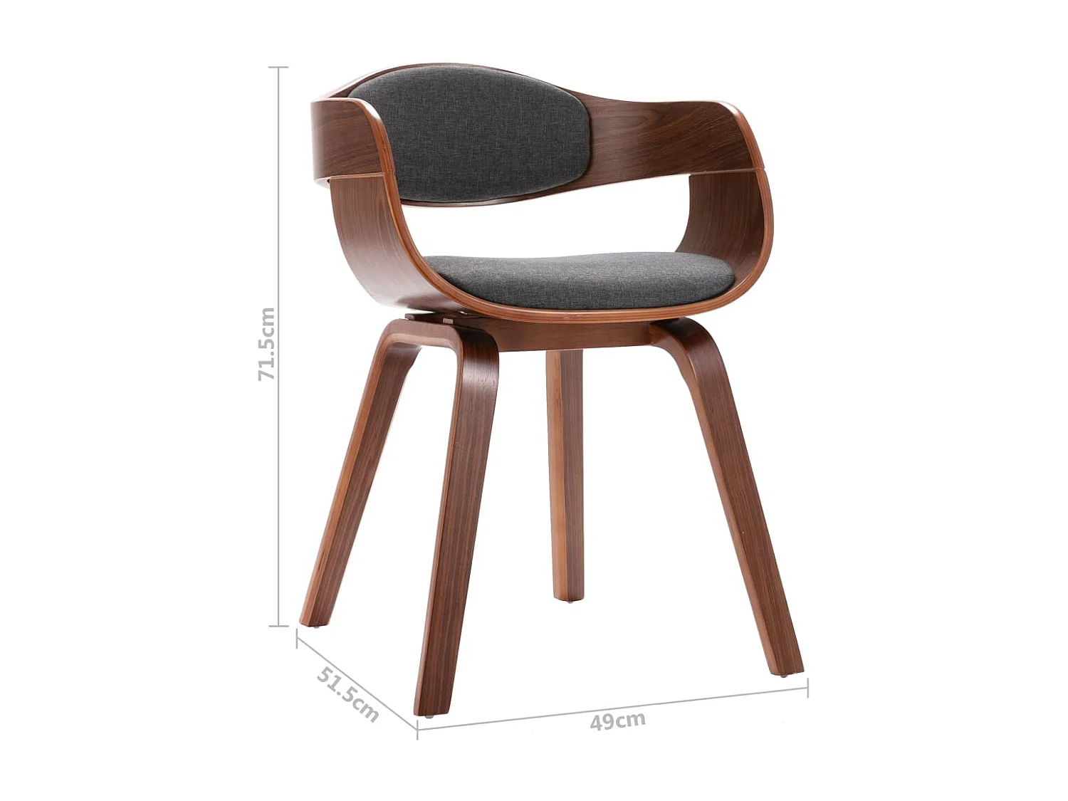 Sillas de comedor 6 unidades madera curvada y tela gris