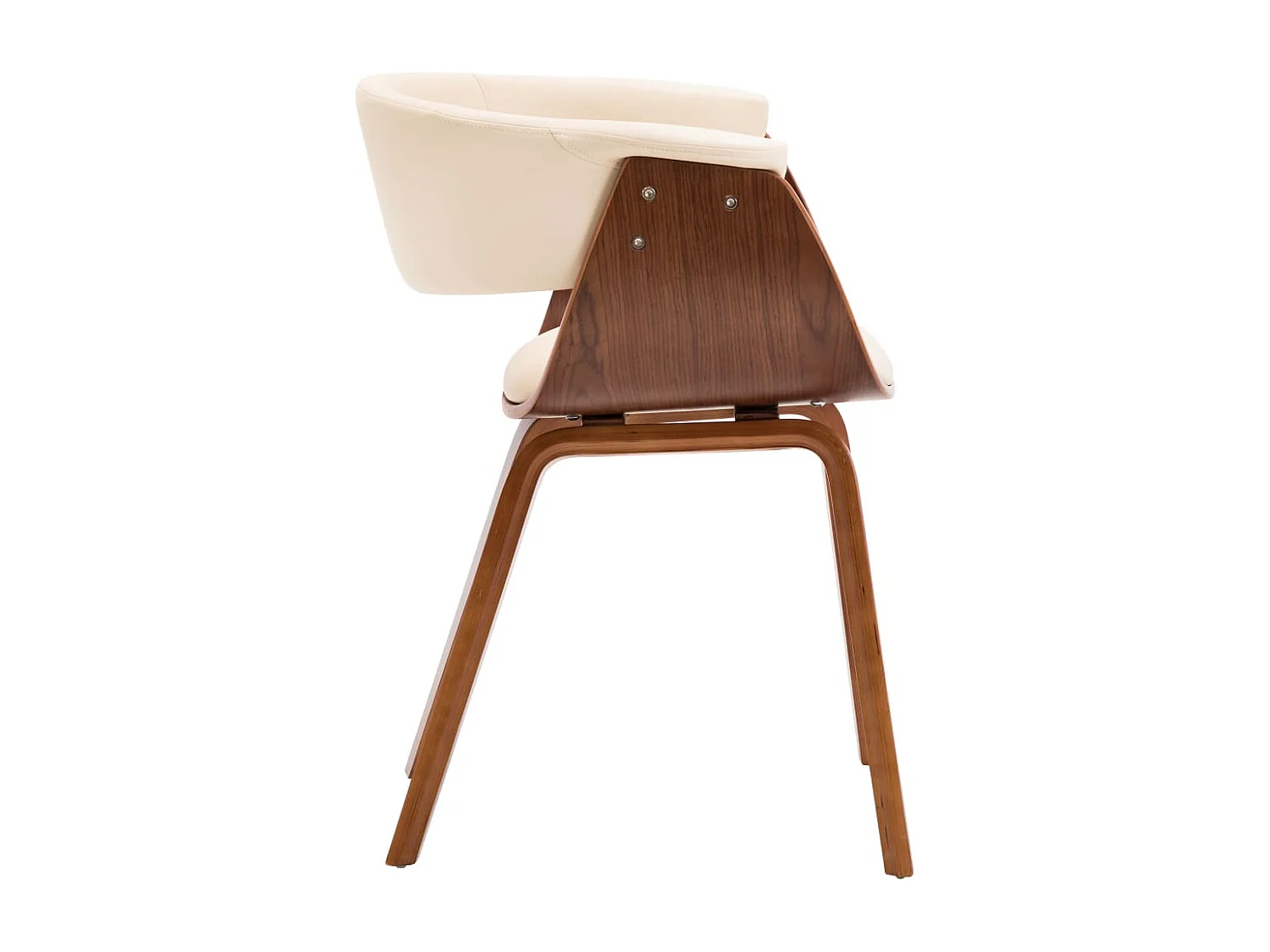 Silla de comedor madera curvada y cuero sintético crema