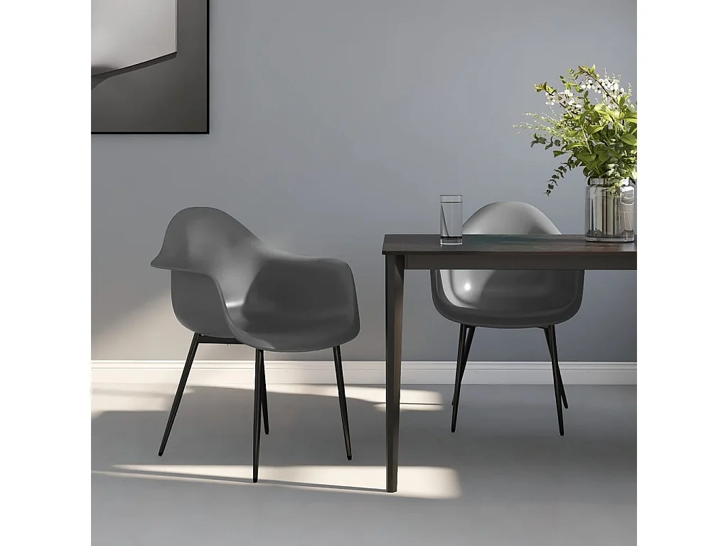 Eetkamerstoelen 2 st PP grijs