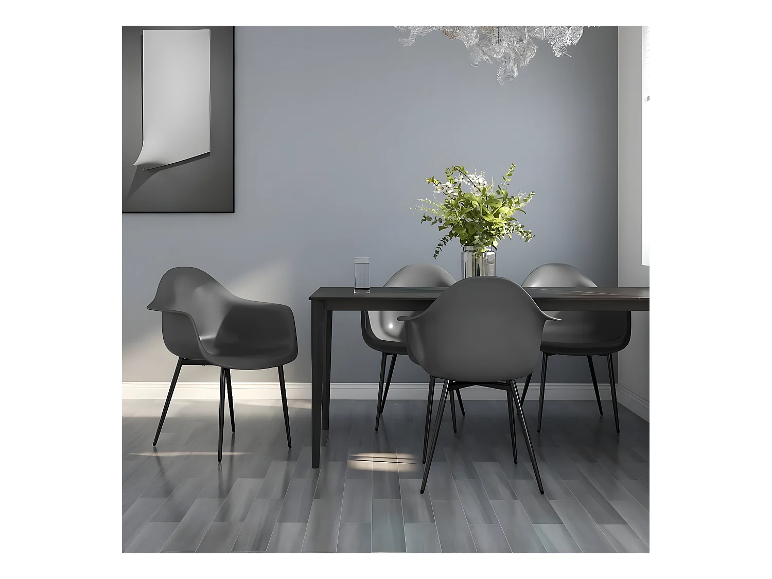 Chaises à manger lot de 4 gris PP