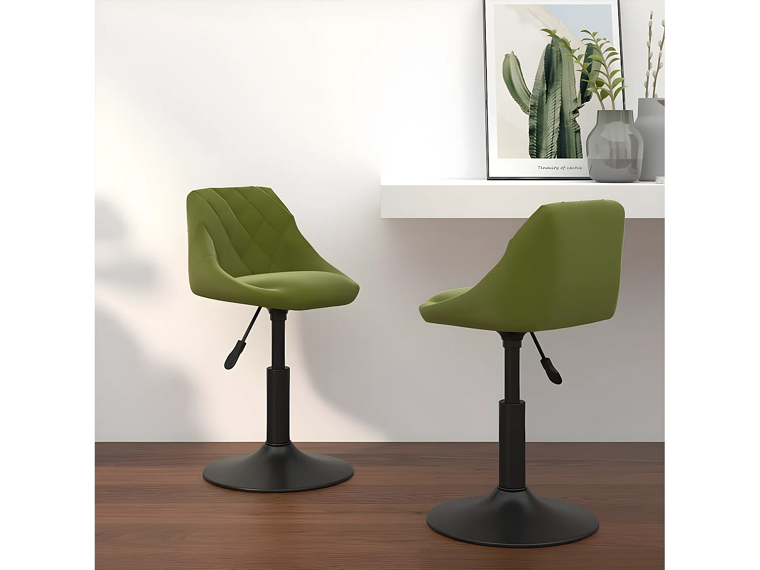 Chaises pivotantes à manger lot de 2 vert clair velours