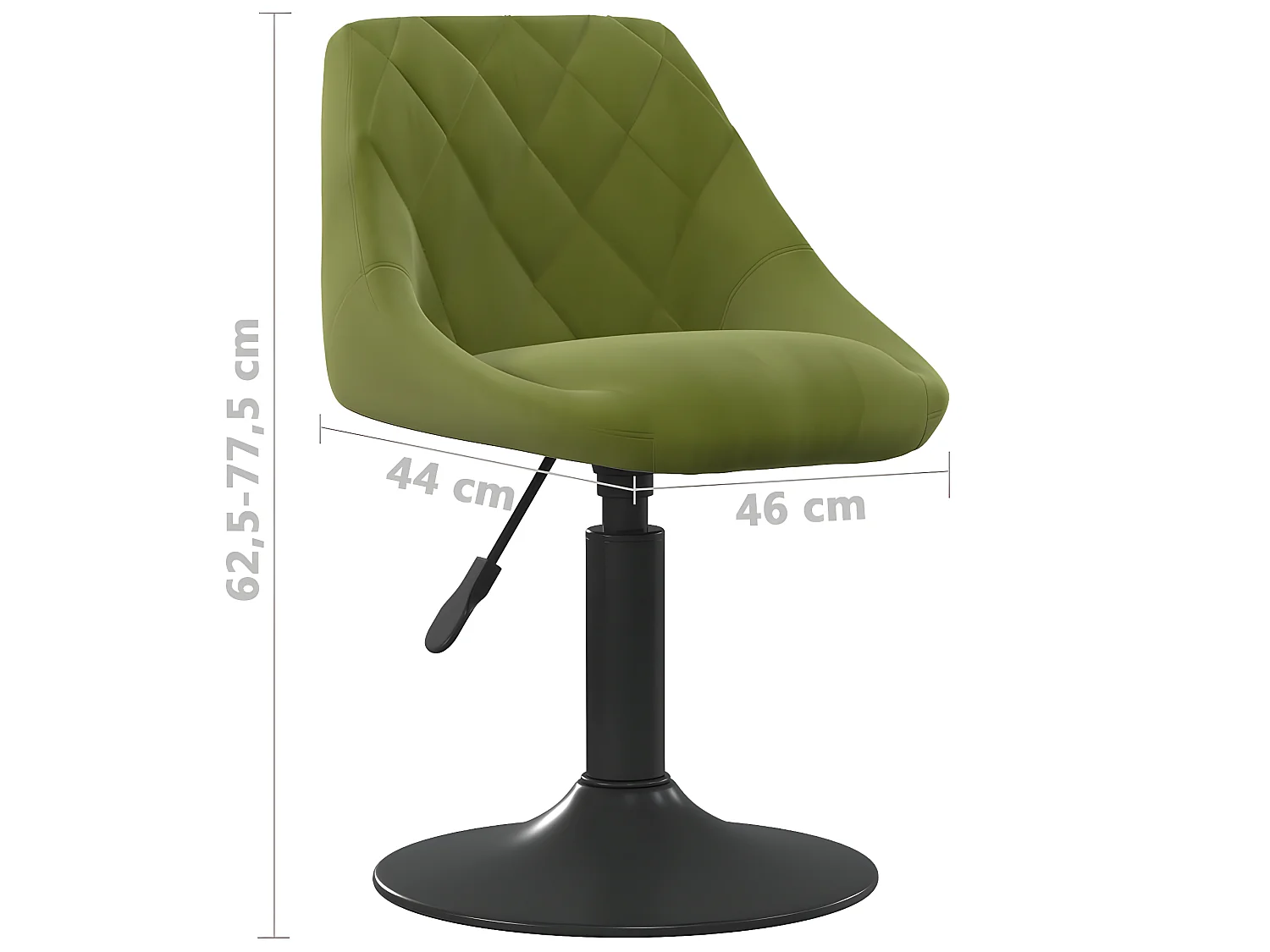 Chaises pivotantes à manger lot de 2 vert clair velours