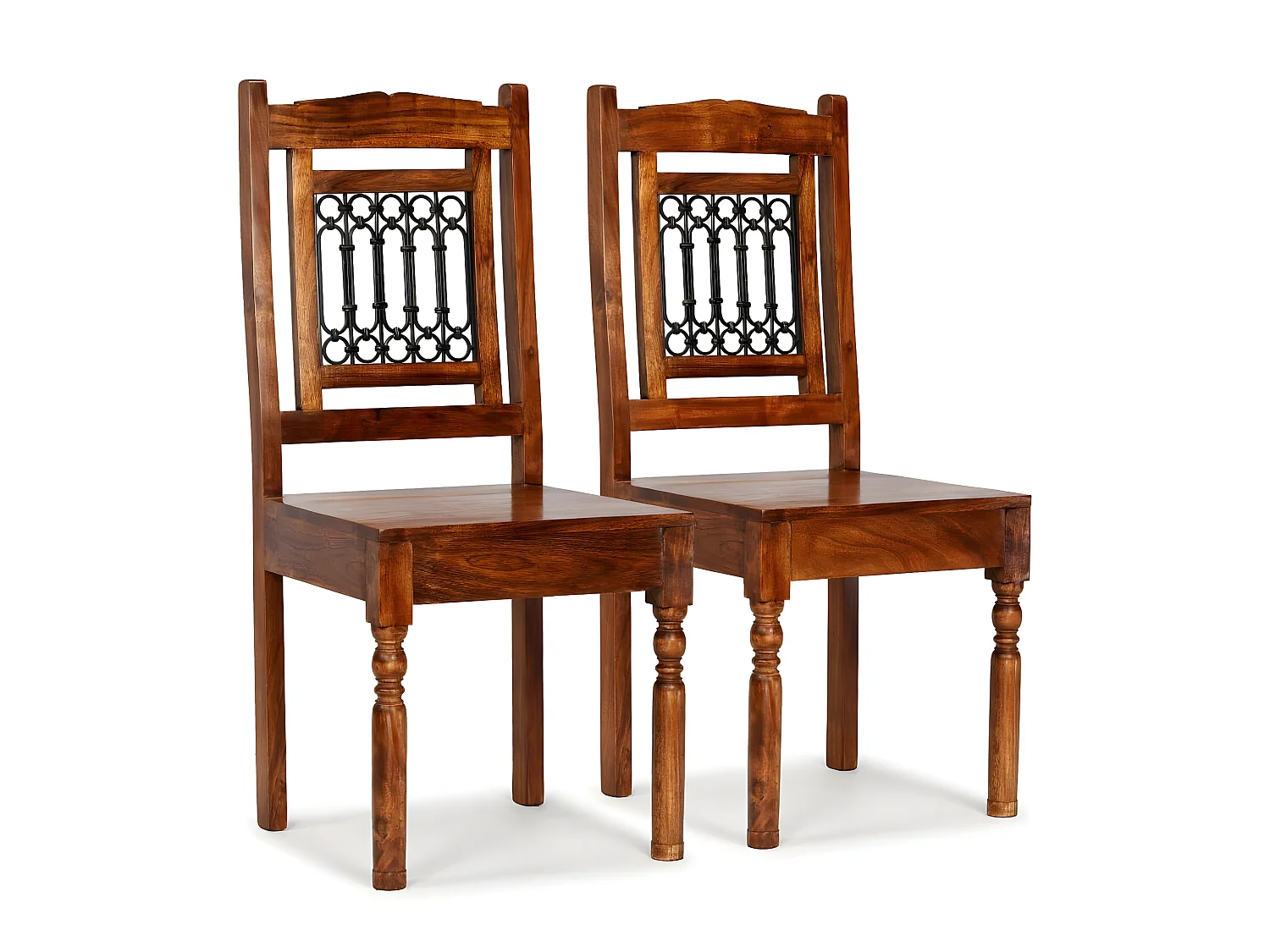 Chaises à manger lot de 2 Bois finition couleur miel classique
