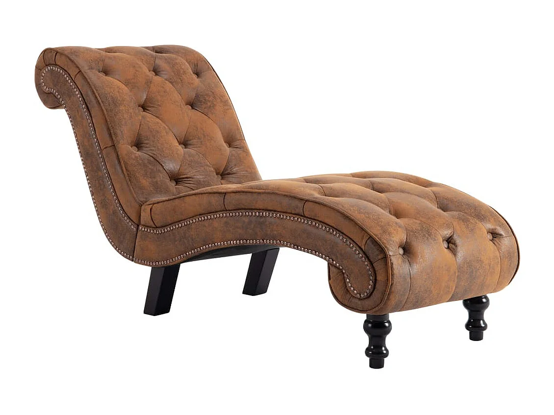 Chaise longue kunstsuède bruin