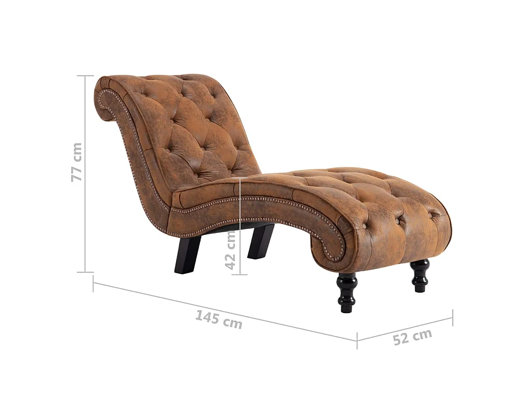 Chaiselongue Braun Wildleder-Optik