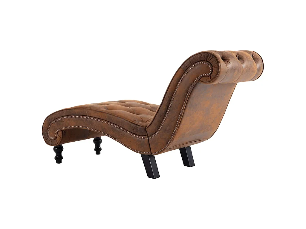 Chaise longue kunstsuède bruin