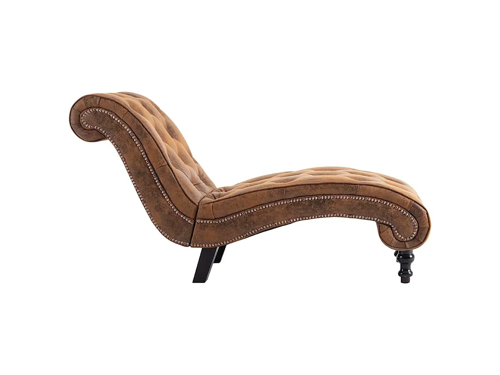 Chaise longue kunstsuède bruin