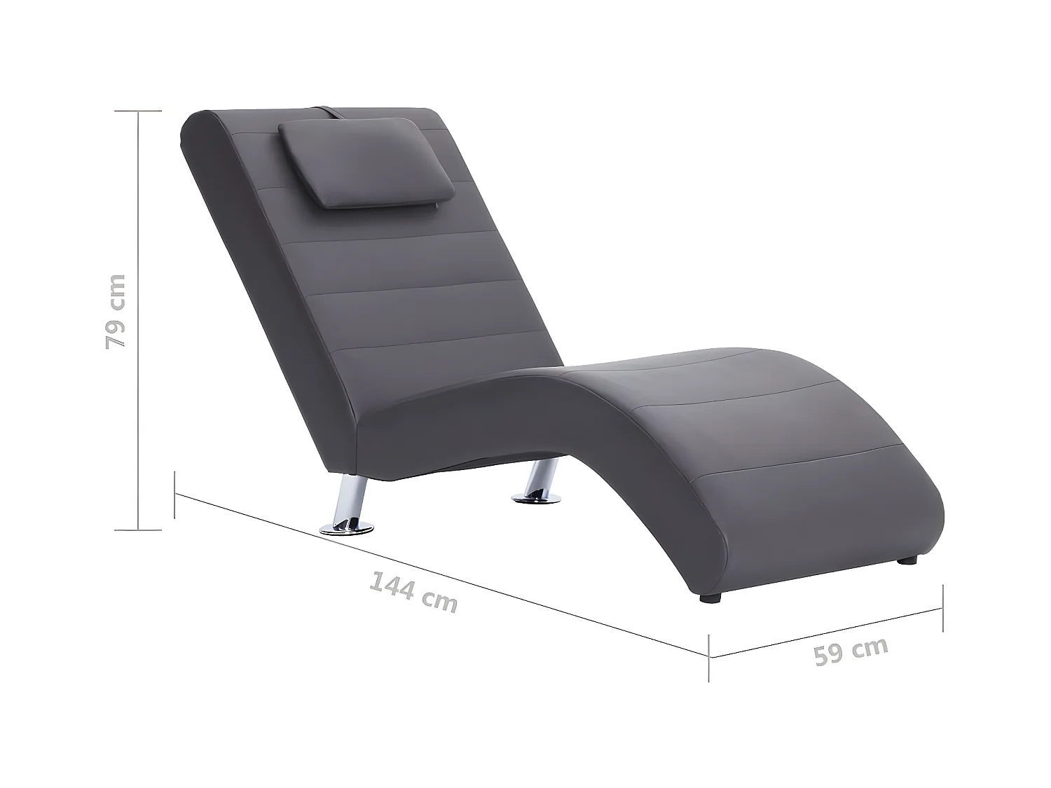 Chaise longue avec oreiller Gris Similicuir