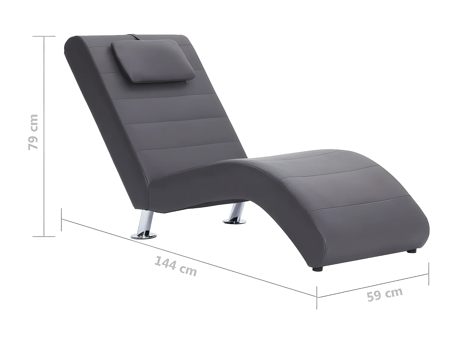 Chaise longue avec oreiller Gris Similicuir