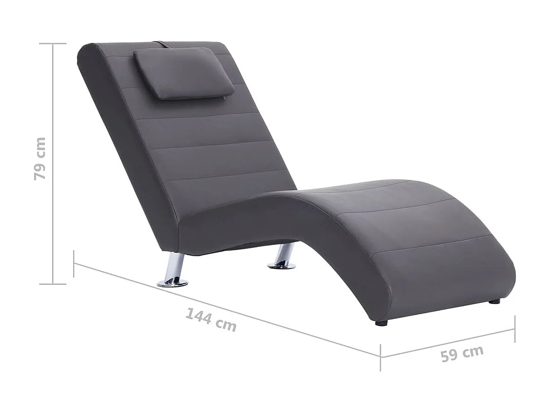 Chaise longue avec oreiller Gris Similicuir