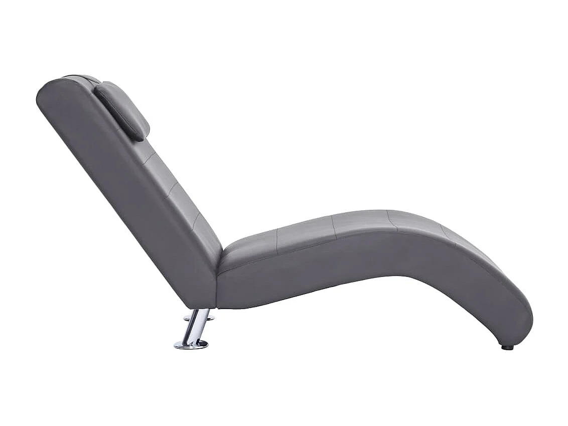 Chaise longue avec oreiller Gris Similicuir