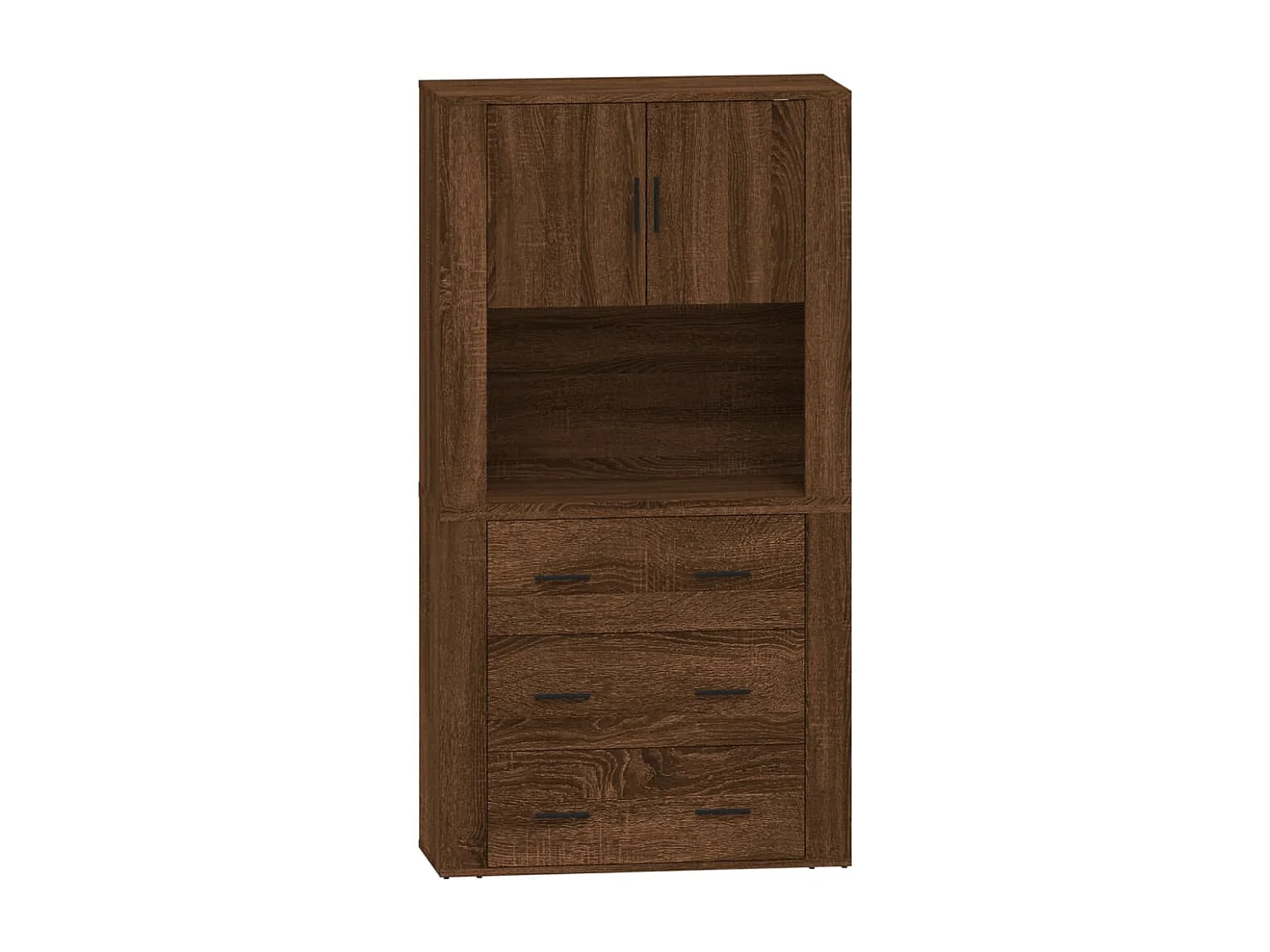 Hoge kast bewerkt hout bruin eikenkleur