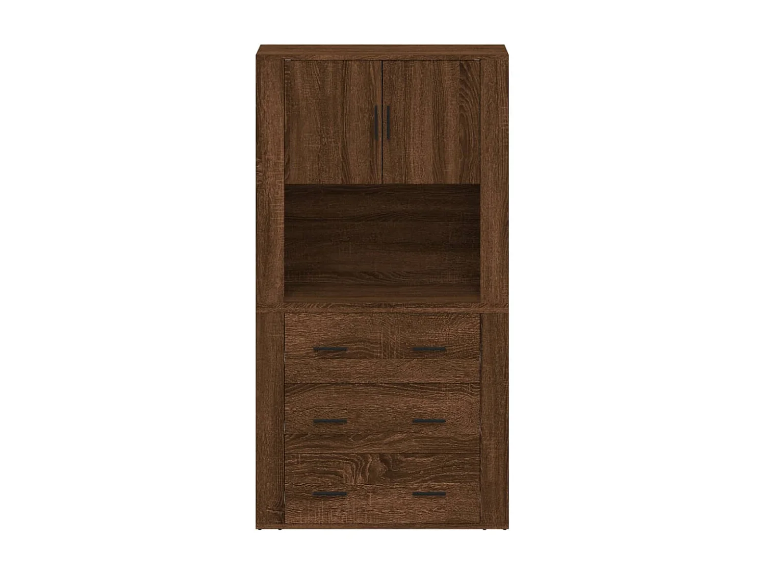 Hoge kast bewerkt hout bruin eikenkleur