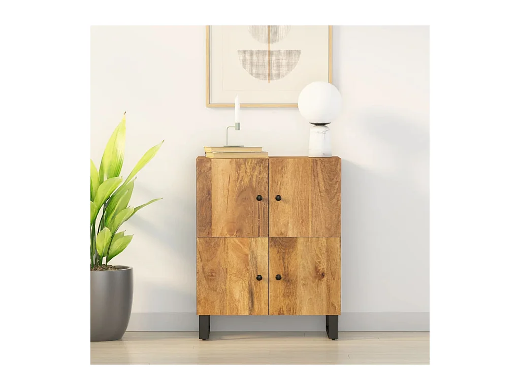 Credenza con 4 Ante 60x33x75 cm in Legno Massello di Mango