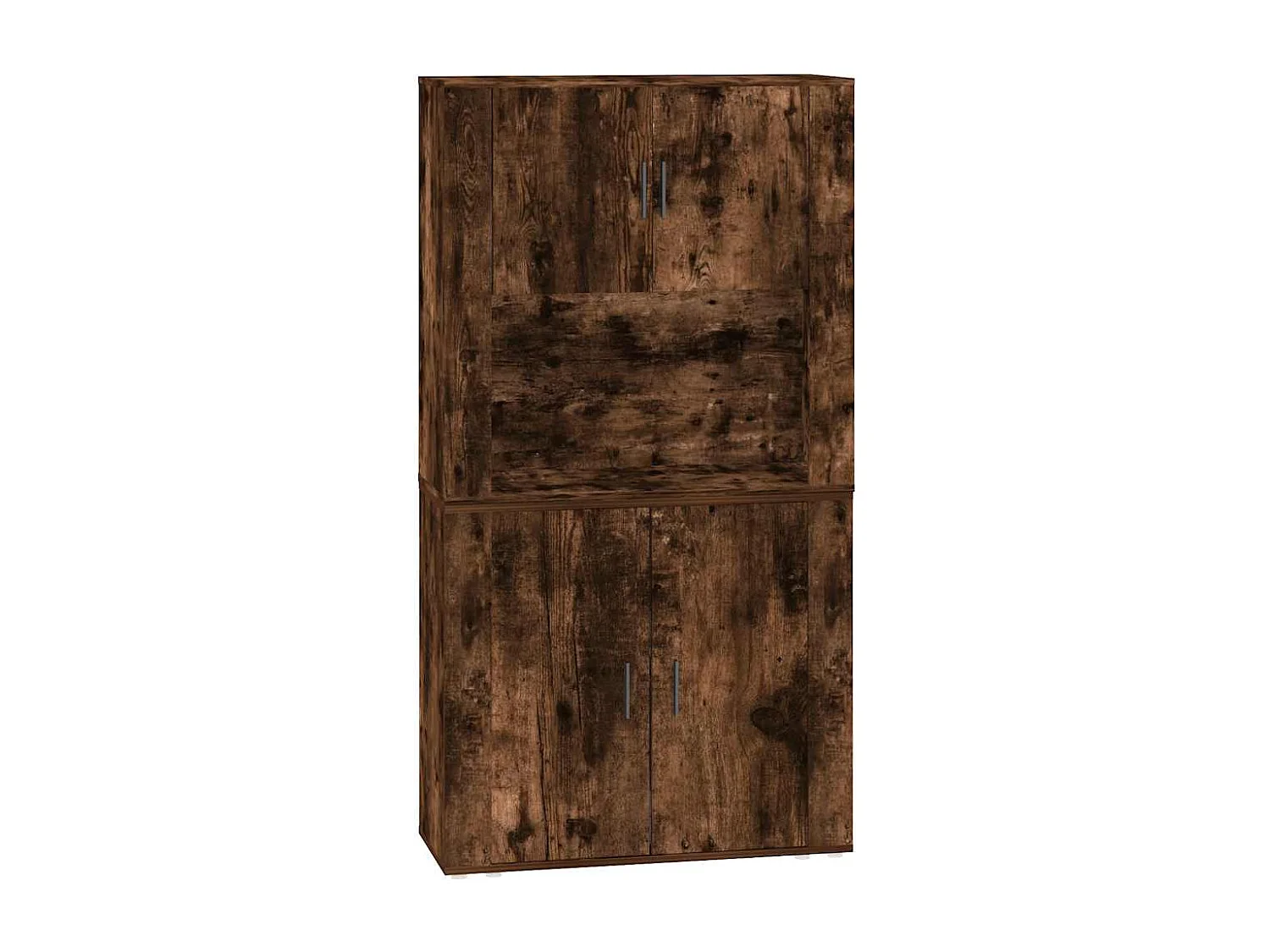 Hoge kast bewerkt hout gerookt eikenkleurig