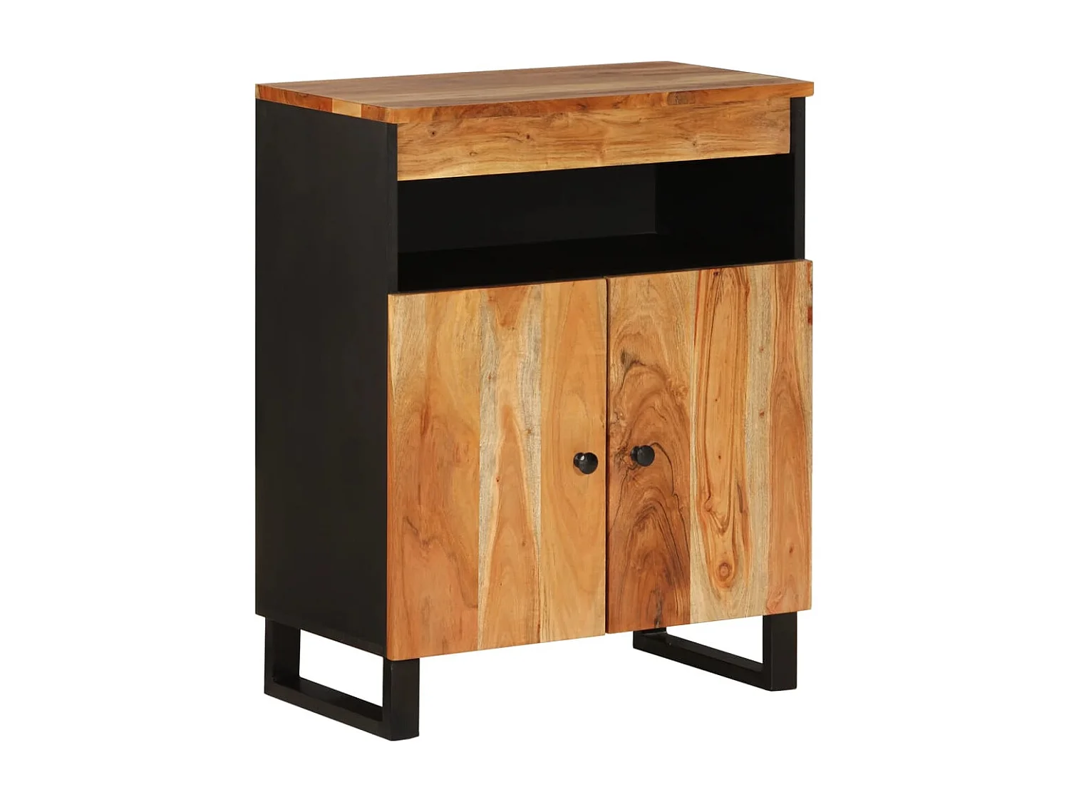 Aparador con 2 puertas madera maciza de acacia 60x33x75 cm