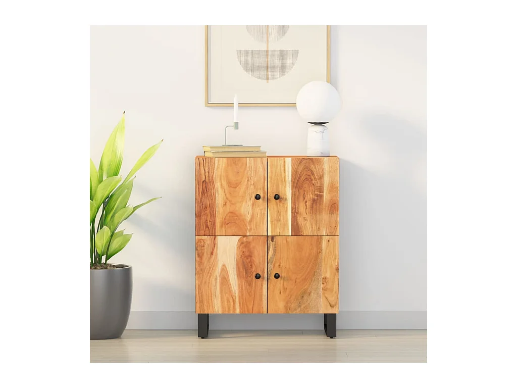 Credenza con 4 Ante 60x33x75 cm in Legno Massello di Acacia