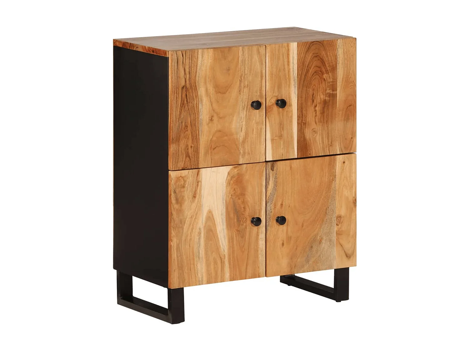 Aparador con 4 puertas madera maciza de acacia 60x33x75 cm