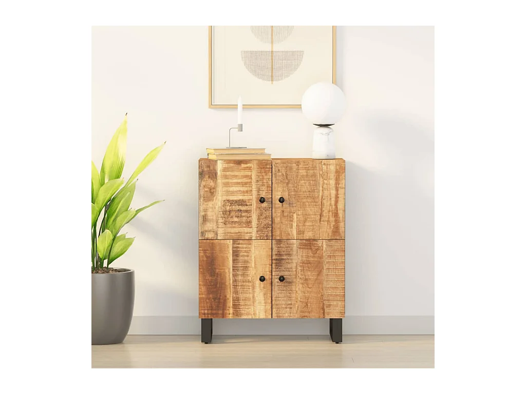 Credenza con 4 Ante 60x33x75 cm in Legno Massello di Mango